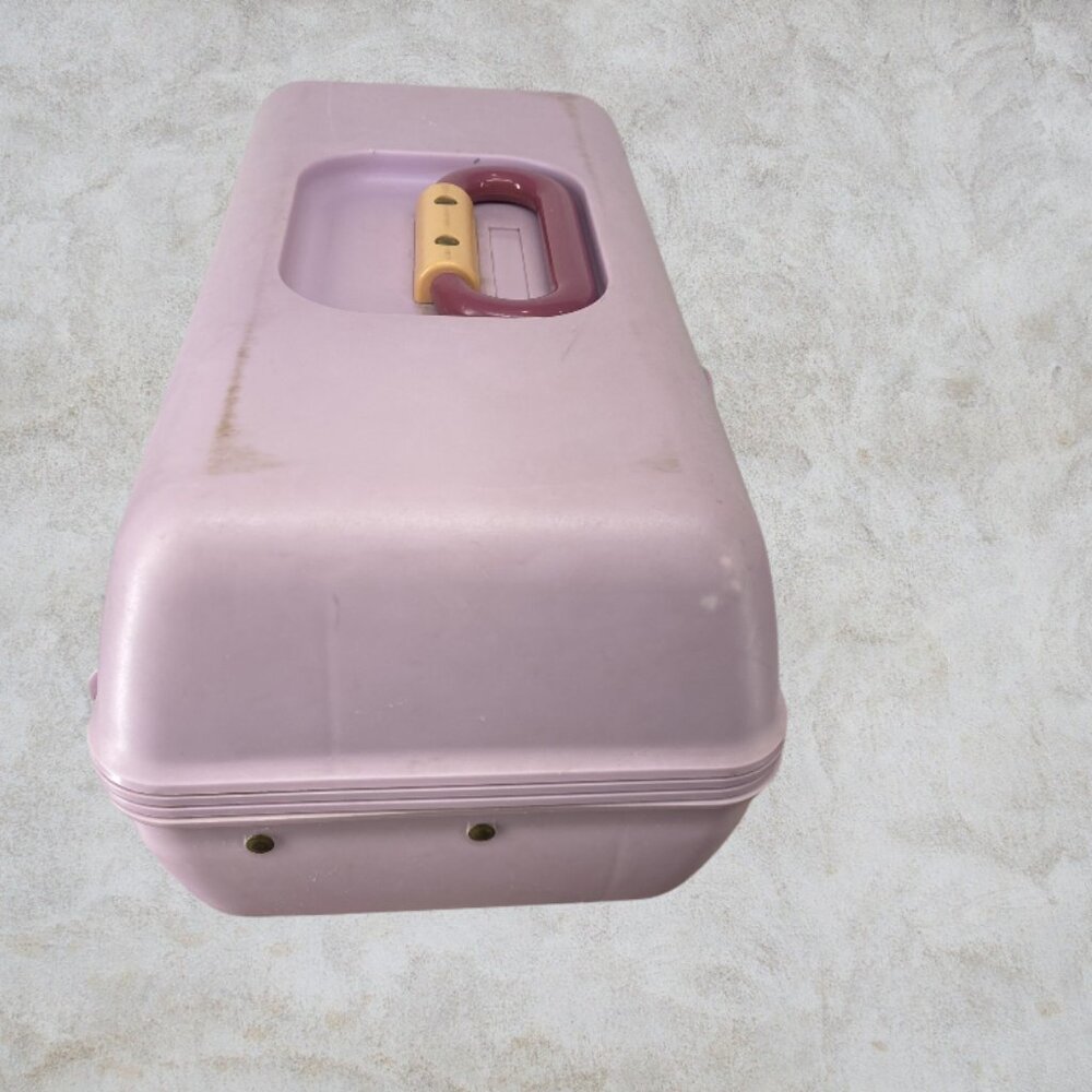 VINTAGE CABOODLE CASE -- 1980's Make Up Case, Purple/Pink, Original Owner - Picture 4 of 16